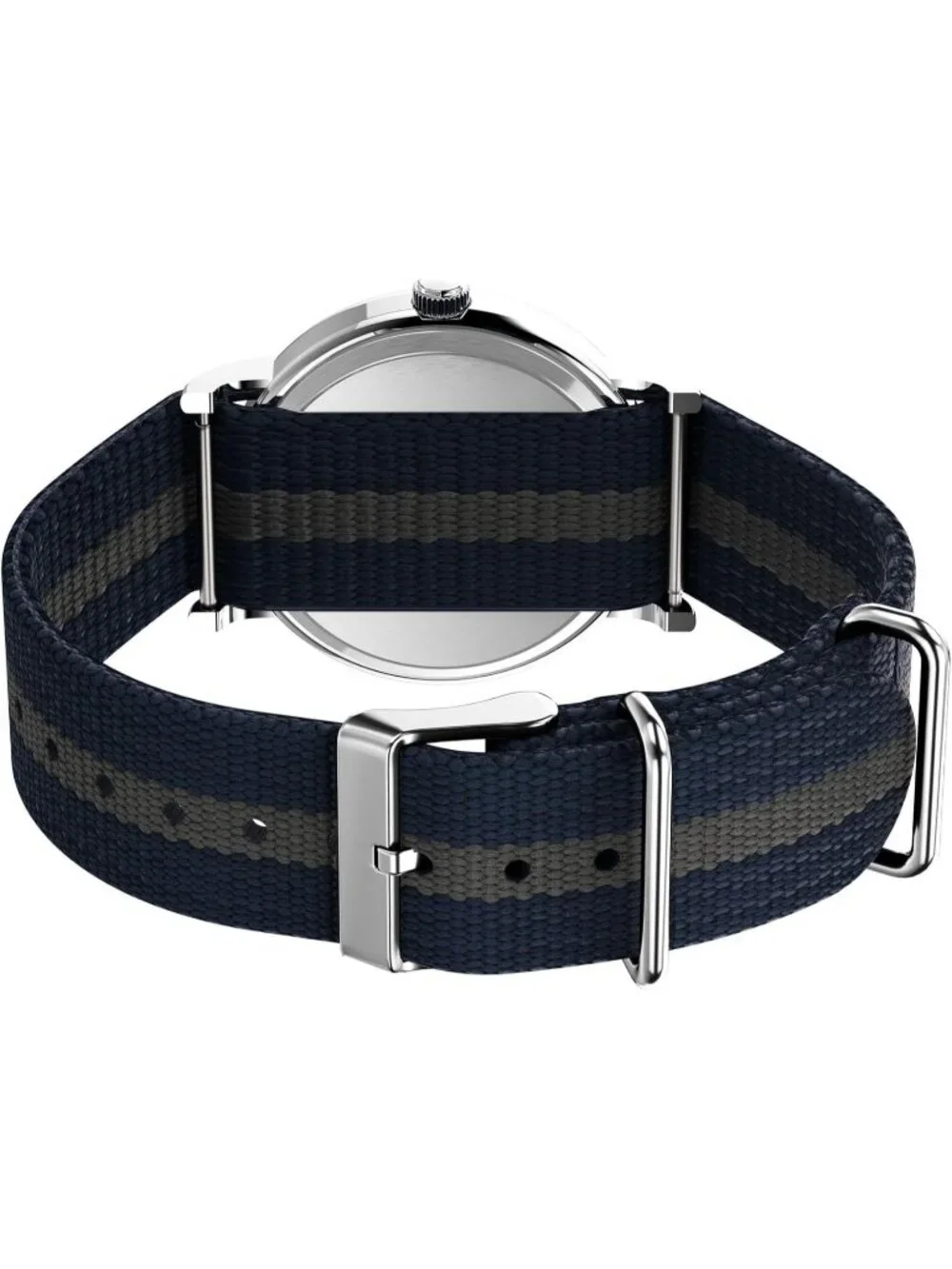 Unisex Blue And Cream Analog Quartz Nylon Fabric Slip Adjustable Durable Watch